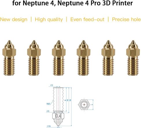 5Pcs 0.4mm Nozzles and 5Pcs Silicone Socks for Neptune 4 Plus, with 5Pcs 0.4mm Stainless Steel Needles, 1Pcs Nozzle Wrench, for Neptune 4 Plus, Neptune 4 Max 3D Printer in Saudi Arabia