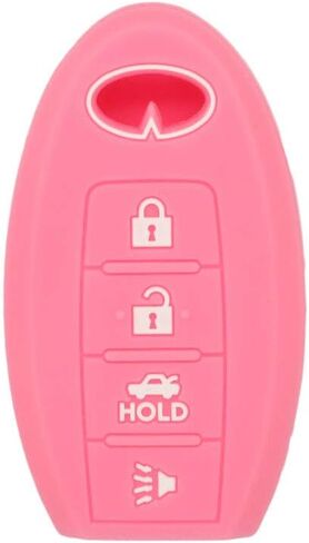 Silicone Cover Protector Case Holder Skin Jacket Compatible with INFINITI 4 Button Smart Remote Key Fob CV4508 Orange in Saudi Arabia