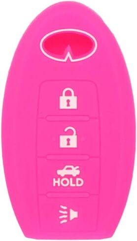 Silicone Cover Protector Case Holder Skin Jacket Compatible with INFINITI 4 Button Smart Remote Key Fob CV4508 Orange in Saudi Arabia