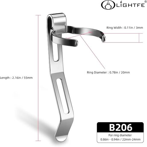 LIGHTFE B101 Flashlight Clip is Suitable for flashlights with a Diameter of 19.5-21mm and a Slot Width of 3.8-4.2mm. Stainless Steel Pen Clip, can be Used as a hat Clip, Pocket Clip, or Bag Clip in Saudi Arabia