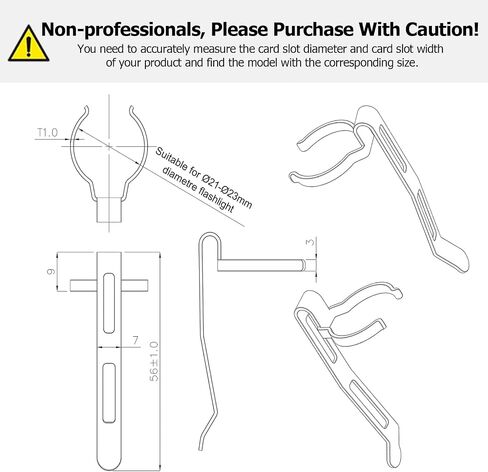 LIGHTFE B101 Flashlight Clip is Suitable for flashlights with a Diameter of 19.5-21mm and a Slot Width of 3.8-4.2mm. Stainless Steel Pen Clip, can be Used as a hat Clip, Pocket Clip, or Bag Clip in Saudi Arabia