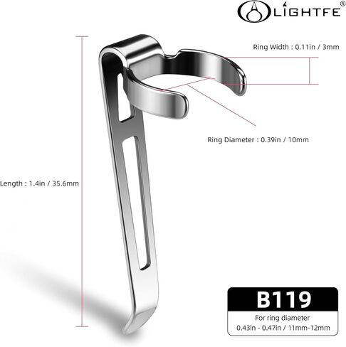 LIGHTFE B101 Flashlight Clip is Suitable for flashlights with a Diameter of 19.5-21mm and a Slot Width of 3.8-4.2mm. Stainless Steel Pen Clip, can be Used as a hat Clip, Pocket Clip, or Bag Clip in Saudi Arabia