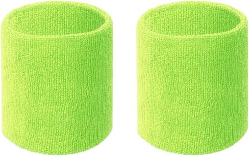 Colorful Cotton Sport Wristbands for Men and Women - 3" Athletic Terry Cloth Sweatbands in Neon Colors - Wrist Sweat Bands for Tennis, Basketball, Running, Gym (1 Pair) in Saudi Arabia