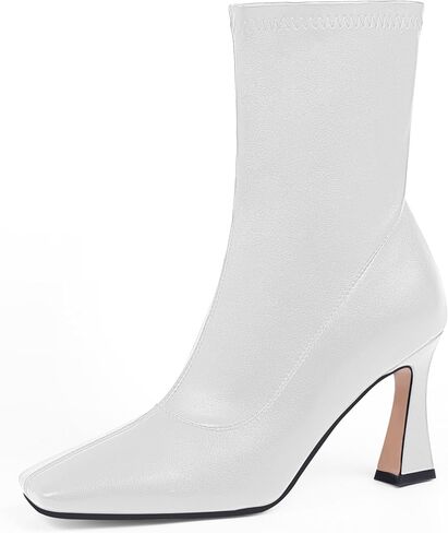 Women's Closed Square Toe Stiletto High Heel Fall Ankle Boots with Side Zipper Elegantes Fashion Dress booties in Saudi Arabia