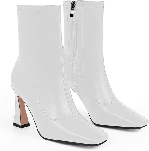 Women's Closed Square Toe Stiletto High Heel Fall Ankle Boots with Side Zipper Elegantes Fashion Dress booties in Saudi Arabia