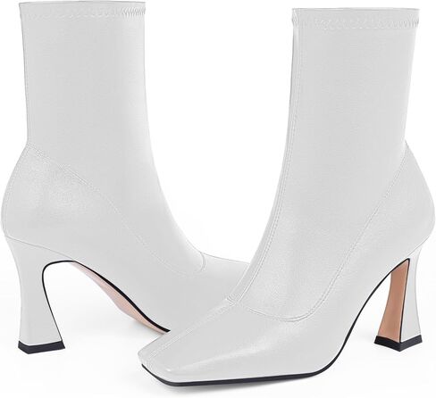 Women's Closed Square Toe Stiletto High Heel Fall Ankle Boots with Side Zipper Elegantes Fashion Dress booties in Saudi Arabia