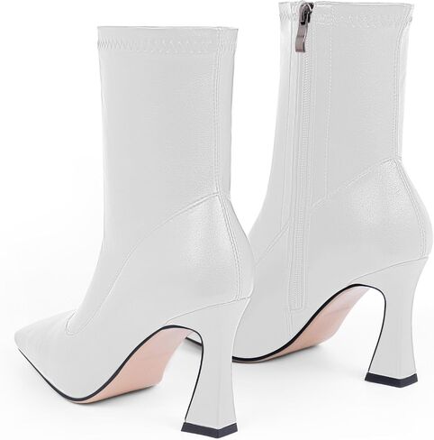 Women's Closed Square Toe Stiletto High Heel Fall Ankle Boots with Side Zipper Elegantes Fashion Dress booties in Saudi Arabia