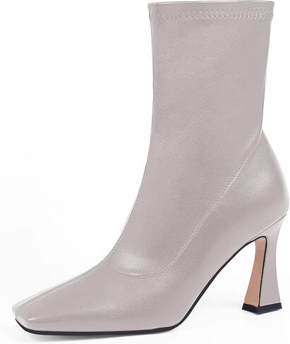 Women's Closed Square Toe Stiletto High Heel Fall Ankle Boots with Side Zipper Elegantes Fashion Dress booties in Saudi Arabia