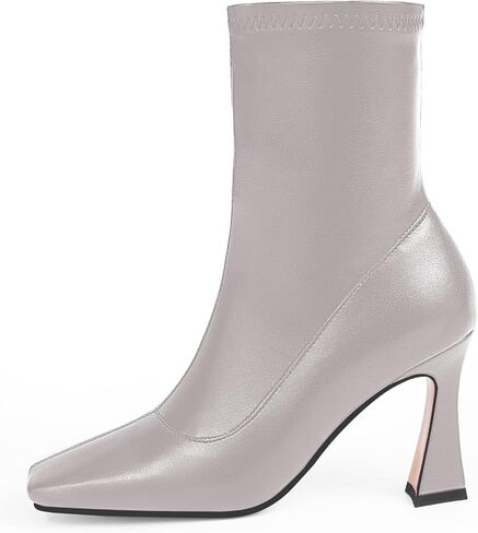 Women's Closed Square Toe Stiletto High Heel Fall Ankle Boots with Side Zipper Elegantes Fashion Dress booties in Saudi Arabia