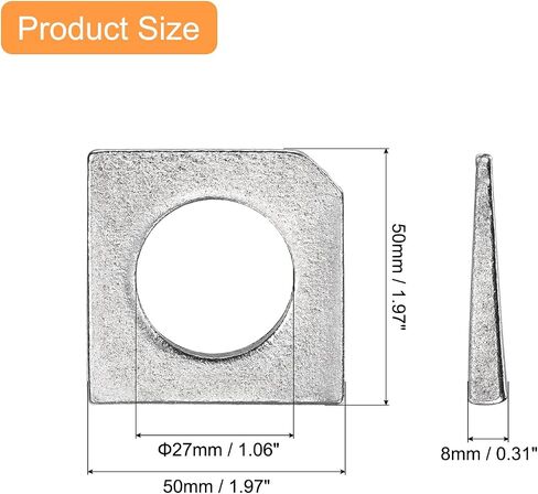 uxcell 5pcs Beveled Square Washers M8x18x3.8 Stainless Steel Missing Angle Flat Gasket for Channel Steel Wedge Shaped Washers for Shim Leveling in Saudi Arabia