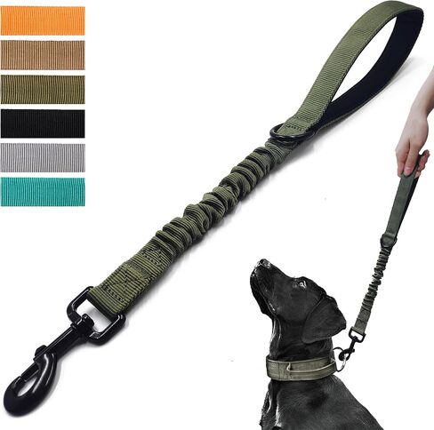 Short Dog Leash 18 Inch, 1 Inch Wide Heavy Duty Traffic Leash for Dogs with Padded Handle, Short Leash for Dog Training Control, bungee Leashes for Medium and Large Dogs (Black) in Saudi Arabia