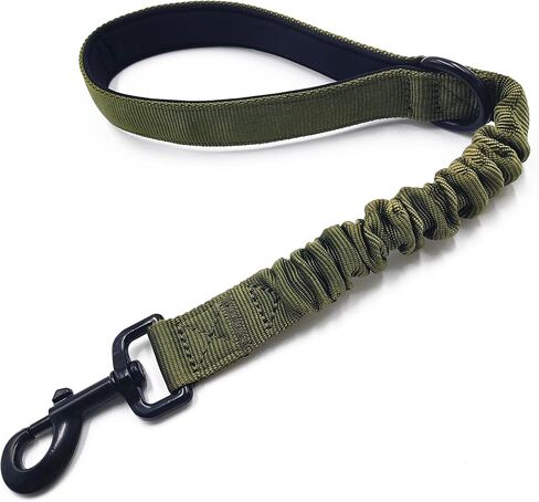 Short Dog Leash 18 Inch, 1 Inch Wide Heavy Duty Traffic Leash for Dogs with Padded Handle, Short Leash for Dog Training Control, bungee Leashes for Medium and Large Dogs (Black) in Saudi Arabia