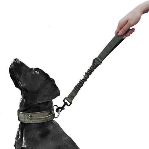 Short Dog Leash 18 Inch, 1 Inch Wide Heavy Duty Traffic Leash for Dogs with Padded Handle, Short Leash for Dog Training Control, bungee Leashes for Medium and Large Dogs (Black) in Saudi Arabia
