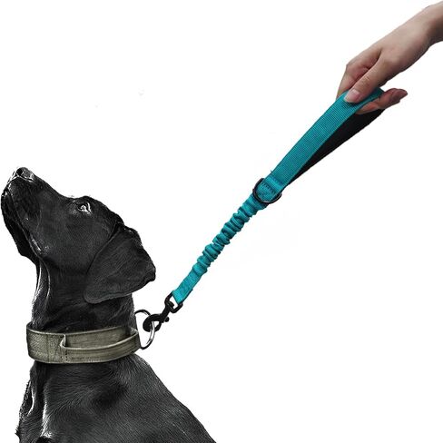 Short Dog Leash 18 Inch, 1 Inch Wide Heavy Duty Traffic Leash for Dogs with Padded Handle, Short Leash for Dog Training Control, bungee Leashes for Medium and Large Dogs (Black) in Saudi Arabia