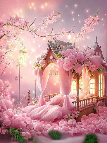 MQWDGJ 5D Diamond Painting Kit for Adults, DIY Full Drill Round Diamond Painting Picture Kits, Cross Embroidery Kits for Home Wall Entrance Decorations 12x16inch Wonderland Garden in Saudi Arabia