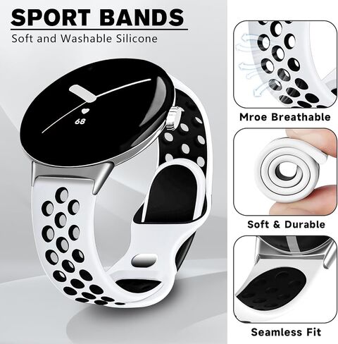 Sport Bands Compatible for Google Pixel Watch 2/Google Pixel Watch, Breathable Wristband Replacement Soft Silicone Strap for Women Men in Saudi Arabia