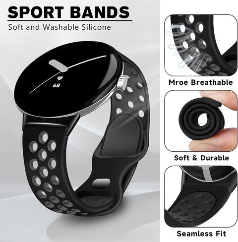 Sport Bands Compatible for Google Pixel Watch 2/Google Pixel Watch, Breathable Wristband Replacement Soft Silicone Strap for Women Men in Saudi Arabia
