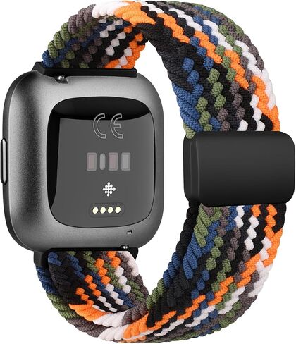 Amzpas Elastic Bands Compatible with Fitbit Versa 2 Band for Women Men, Soft Adjustable Nylon Breathable Band for Fitbti Versa/Versa 2/Versa Lite/SE Smartwatch Loop Stretchy Wristband in Saudi Arabia