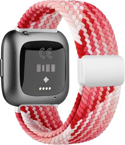 Amzpas Elastic Bands Compatible with Fitbit Versa 2 Band for Women Men, Soft Adjustable Nylon Breathable Band for Fitbti Versa/Versa 2/Versa Lite/SE Smartwatch Loop Stretchy Wristband in Saudi Arabia