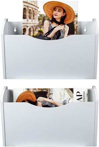 PAG Wall File Holder Wall Mounted Wood Hanging File Organizer for Office, 2 Pockets, Brown in Saudi Arabia