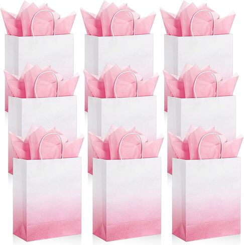 ReliThick 24 Pcs Ombre Blue Gift Bags Bulk with 50 Tissue Paper 9.8 x 7.8 x 4 inch Gradient Blue Glitter Paper Gift Wrap Bags for Wedding Birthday Mother's Day Baby Shower Party Favor in Saudi Arabia