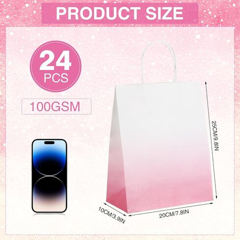 ReliThick 24 Pcs Ombre Blue Gift Bags Bulk with 50 Tissue Paper 9.8 x 7.8 x 4 inch Gradient Blue Glitter Paper Gift Wrap Bags for Wedding Birthday Mother's Day Baby Shower Party Favor in Saudi Arabia