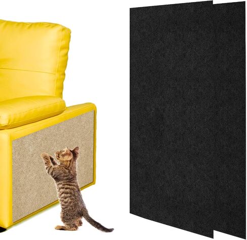 2Pack Cat Scratching Mat, 39.4"x15.8" Trimmable Cat Carpet with Self-Adhesive, DIY Climbing Cat Scratcher Tree Shelves Couch Furniture Protector(off white) in Saudi Arabia