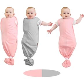 BlueSnail Newborn Swaddle Blanket, Adjustable Transition Swaddle,2 Packs (Gray+Light Blue)