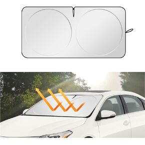 Car Sun Shade Windshield with Opening,Portable Foldable Sun Blocker for Car Windshield Keeps Vehicle Cool,Universal Car Windshield Cover Sun Shade for Most Cars SUVs Trucks (L: 63x33.5 inch)