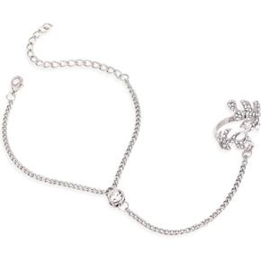 Gold Dainty Pearl Butterfly Hand Chain Ring Bracelet for Woman