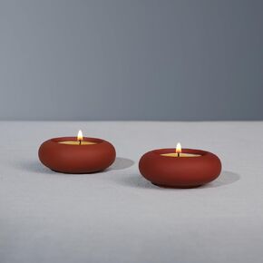 Handmade Decorative Pebble Tealight Candle Holders Set of 2 - Handcrafted Home Decor Accent for Calming Earthy Aesthetic Cement White Diameter 2.6 inches