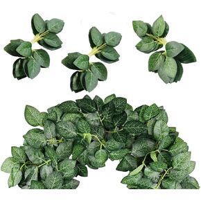 200pcs Artificial Green Leaves Bulk Rose Leaves Silk Greenery Fake Rose Flower Leaves for DIY Wedding 200 Pack