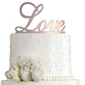 Love Cake Topper - Wedding/Engagement/Bridal Shower/Anniversary/Birthday/Bachelorette/Confession Party Decorations Supplies - Mirror Silver Acrylic