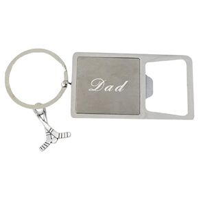 Hockey Dad Stainless Steel Bottle Opener Keychain, Father Gift, I Love you Dad Keychain Makes Gift for Fathers