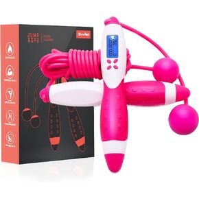 Jump Rope,Digital Counting Speed Jumping Rope Counter for Indoor and Outdoor Fitness Boxing Training Adjustable Weighted Jump Rope Workout for Men,Women,Children Cordless Skipping Rope