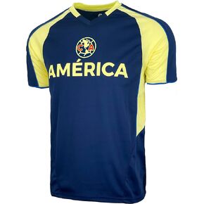 Icon Sports Men's Club America Shirt, Short Sleeve Soccer Jersey, Licensed Club America Navy T-Shirt