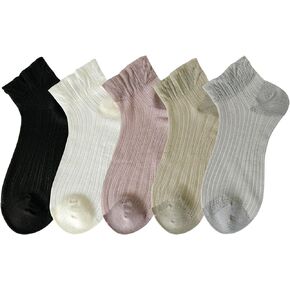 Women Sheer Socks Summer Thin Mesh Lace Elastic Ankle Socks See Through Hollow Out Crochet Nylon Socks 5 Pairs