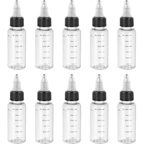 PATIKIL 4oz(120ml) Plastic Dispensing Bottle, 10Pcs Squeeze Graduated Empty Bottles with Black Twist Cap for Liquids, Inks, Oils, Sauces, Arts and Crafts, Transparent