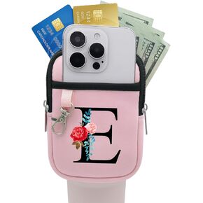 Initial A-Z Water Bottle Pouch for Stanley Cup Gym Tumbler Accessories, Compatible with Stanley Quencher Adventure IceFlow Yeti 40oz 30oz 20oz, Personalized Name ID Pocket for Cash, Phone, Key