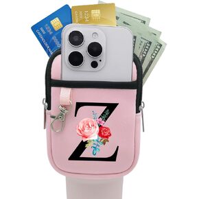 Initial A-Z Water Bottle Pouch for Stanley Cup Gym Tumbler Accessories, Compatible with Stanley Quencher Adventure IceFlow Yeti 40oz 30oz 20oz, Personalized Name ID Pocket for Cash, Phone, Key in Kuwait