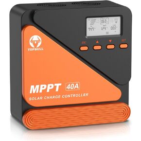 MPPT Solar Charge Controller 40A 12V 24V Battery System Auto DC Input Parameter Adjustable LCD Display 2 USB Solar Panel Regulator Max Input 100V PV for AGM Sealed Gel Flooded Lithium Battery