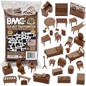 BMC Classic Marx Western Town Furniture 42pc Plastic Cowboy Playset Accessories