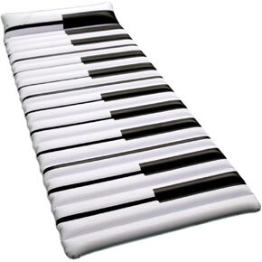 Roll Up Inflatable Pool Float Lounger for Adults, 70"x33" XL Portable Pool Mattress Floatie Raft for Flat Laying & Tanning with Headrest, Easy Blow Up Swimming Pool Fun Accessory - Music Piano Design