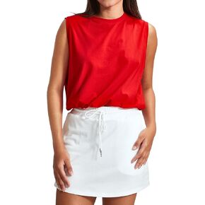 MEIVSO Women's Athletic Cotton Crop Tank Tops Sleeveless Workout Shirts Yoga Running Gym Tennis Shirts