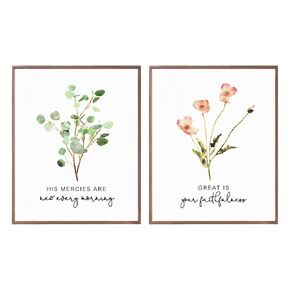 Lamentations Bible Verse Art Print Botanical Modern Prints Eucalyptus Leaf Art His Mercies Are New Quotes Prints, Set of 2 Prints - 8x10 inch - No Frame