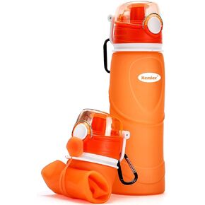 Kemier Collapsible Silicone Water Bottles-750ML,Medical Grade,BPA Free Travel Water Bottle Can Roll Up,26oz,Leak Proof Foldable Sports & Outdoor Water Bottles