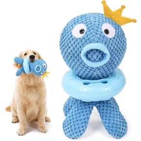 Plush Toy for Large Dogs Stuffed Squeaky Chew Toys with Snuffle Ring for Treat Dispensing IQ Training Mind Stimulation Interactive Dog Tug Toy