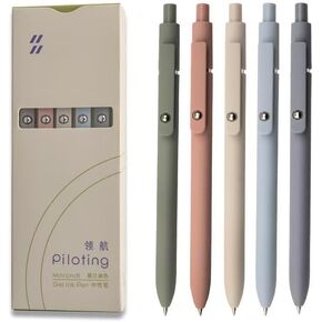 GLOKAPEGY 5PCS Black Retractable Gel Pens for Journaling, 0.5mm Ink Pens for School Office Suppliers, Pens Fine Point Smooth Writing Pens, Cut Fine Tip Pens for Women. (Vintage)