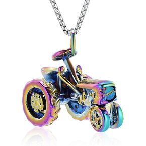 Men Keepsake Jewelry Stainless Steel Farm Tractor Cremation Necklace For Ashes For Dad Memorial Urn Necklace Pendant