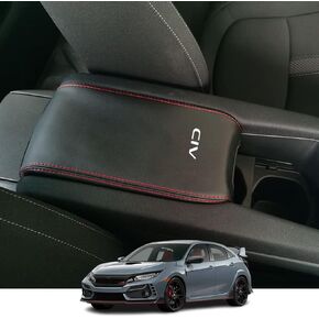Kakash Custom Interior Accessories for Honda 10th Civic/Hatchback 2016 2017 2018 2019 2020 2021 Leather Center Console Cover Armrest Pad,Waterproof Anti-Scratch Protector Your Armrest(Black Stitches)
